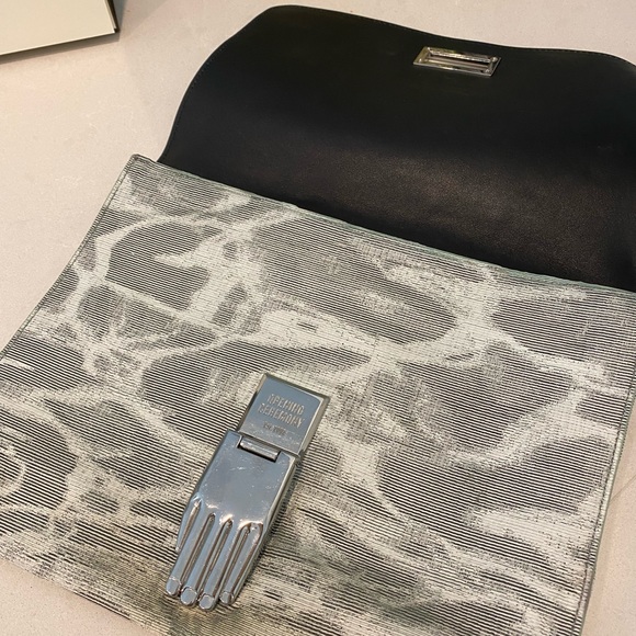 Opening Ceremony large clutch in gray tones with silver hand clasp barely used - Picture 8 of 9